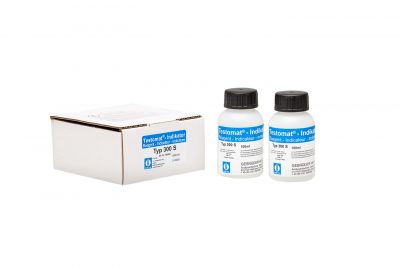 Testomat 808 Indikator 300 S, zwei 100-ml-Flaschen nebeneinander, Originalprodukt für Testomat 808